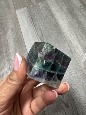 Rainbow Fluorite cube Brand Natural Green & Purple